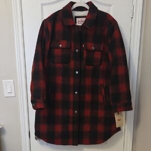 Levi's Women's Checkered Utility Jacket - Red and Black